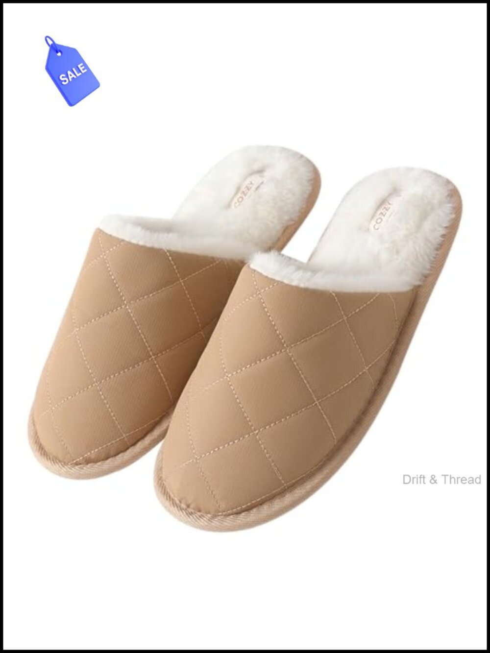 Faux Fur Memory Foam Quilted Slip On Slippers Indoor Outdoor